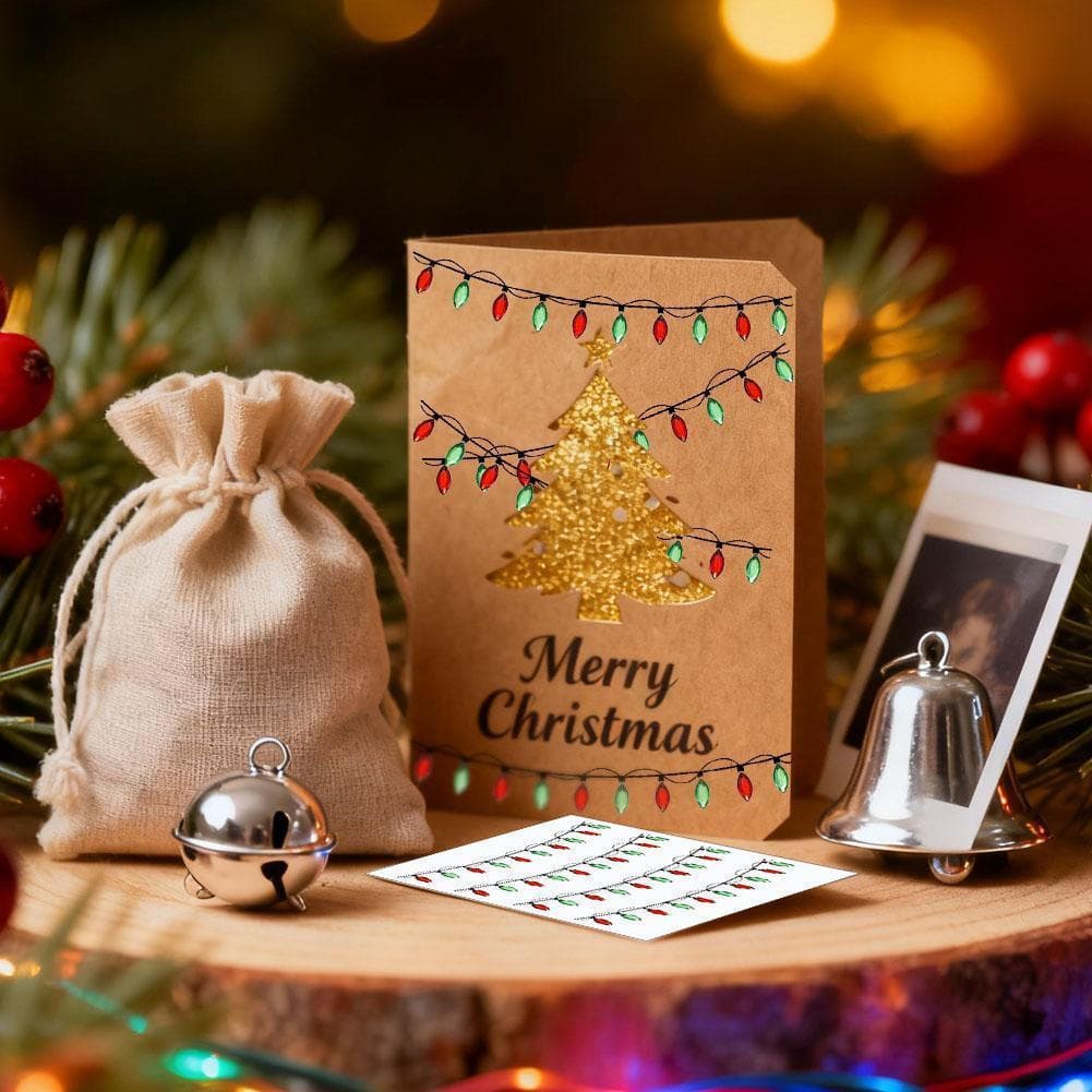 Luzes De Natal Adesivos Para Artesanato Lâmpada Glitter Decalques H1s9
