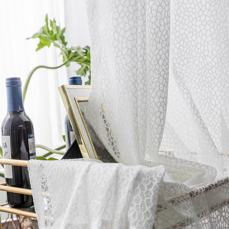 Nordic simples Jacquard oco renda transparente Semi-Blackout cortina sala de estar quarto varanda quarto das crianças co
