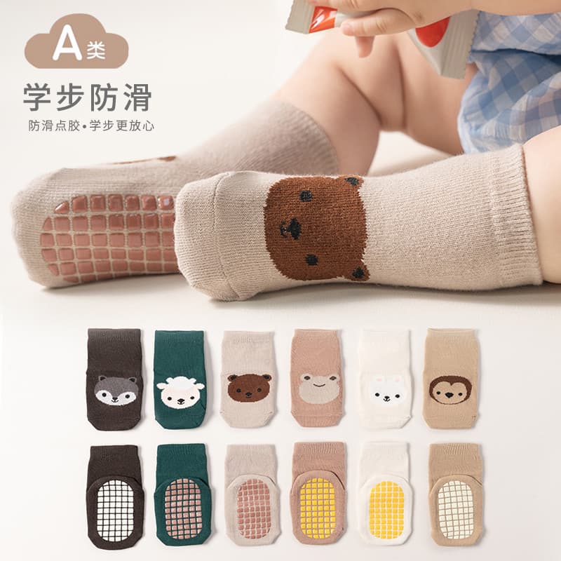 Meias de bebê estilo outono inverno meias de chão interior antiderrapante meias mais frias do que algodão puro classe a