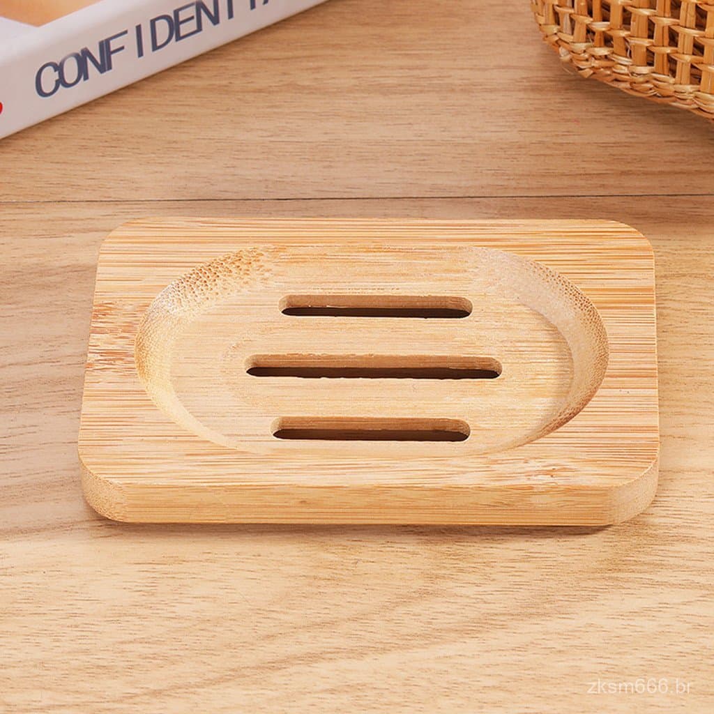 Porta-sabonete de bambu vintage, estilo rústico, com função de drenagem, usado como bandeja para colocar sabonete.