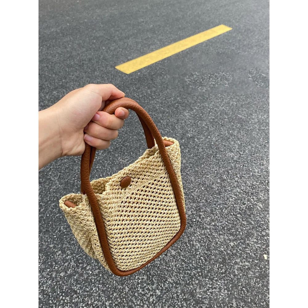 bolsa transversal feminino Bolsa Bolsa de palha Casual pequena literária francesa ins