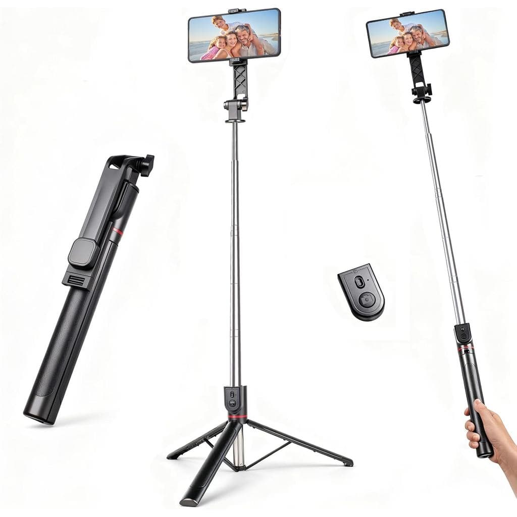Tripé para Celular de 71" com Bastão de Selfie para iPhone e Telefone Android, Suporte para Celular com Controle Remoto