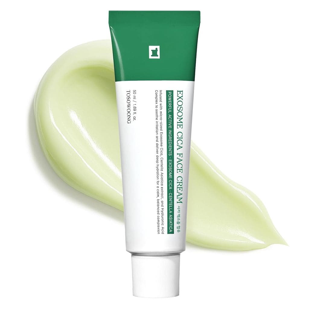 Creme Facial Exosome CICA TOSOWOONG - Hidratante Calmante Diário para Erupções e Pele Irritada, Ação Rápida, Cuidado de