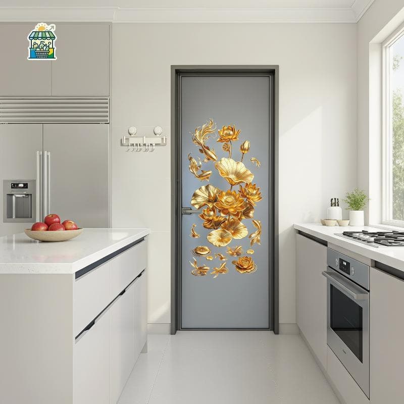 Flor À Prova Dwaterproof Água Koi Decalques De Parede Chineses 2 Pçs Anti Estático PVC Stiers Para Banheiro Chuveiro Est