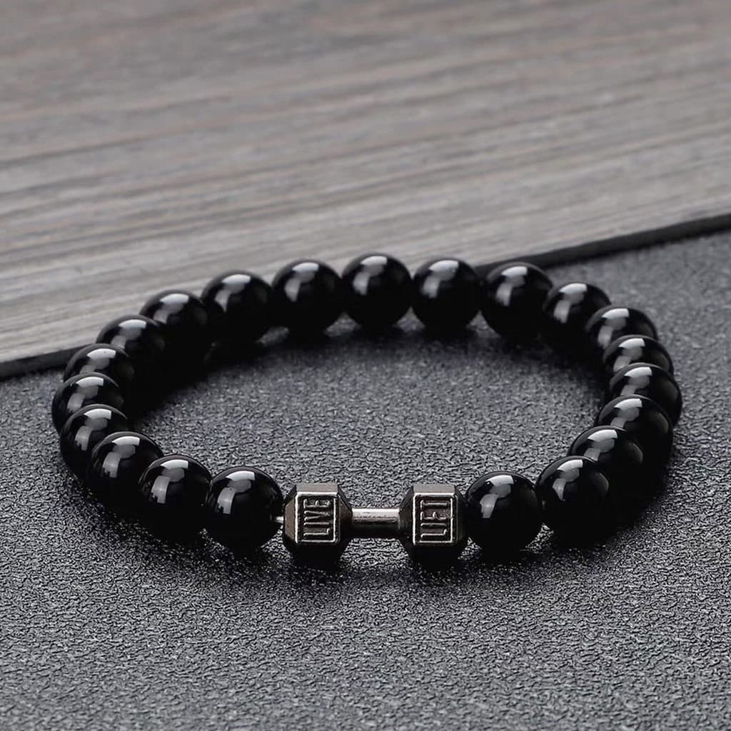 pulseira masculina pulseira Pedra vulcânica haltere frisado pulseira masculina Retro turquesa único nicho Desig
