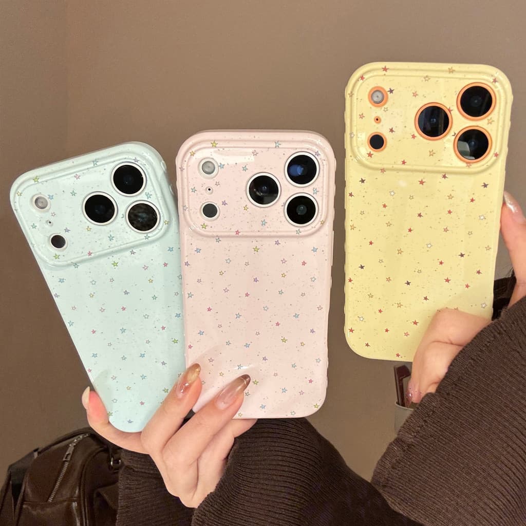 Capa Luxuosa De Silicone Macio À Prova De Choque Para iPhone 17 Pro Max Cute Star Patterm