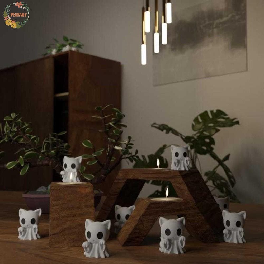PEEWANY1 Decoração Fantasma De Halloween , Mini Estátua De Cachorrinho Branco , Decorações Fofas Impressas Em 3D