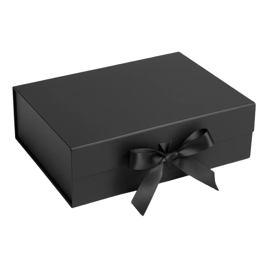 Kit 5 Caixas cartonadas Premium Magnética E Laço 28x20x9cm - Preta
