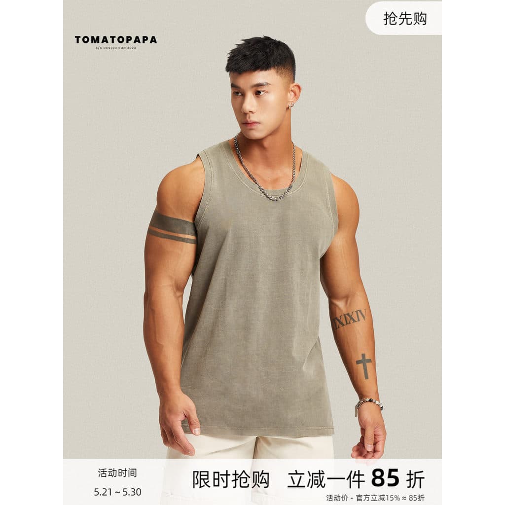 TOMATEPA Verão Quente Novo Estilo Colete Homens Fitness Roupas de Treinamento Esportivo Cor Sólida Básico Algodão Absorv