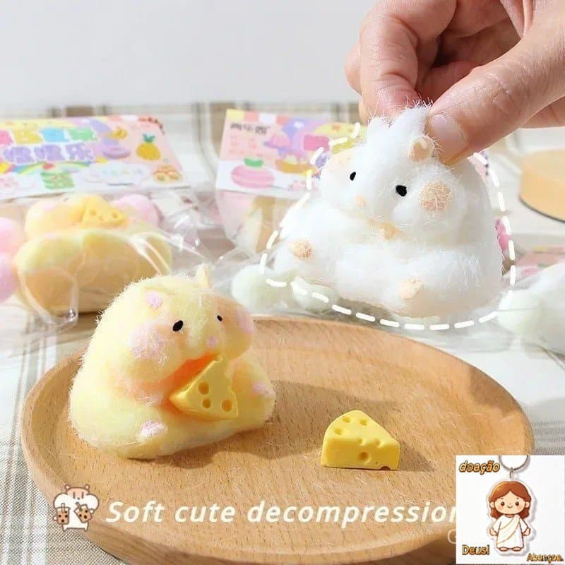 Brinquedos De Hamster Squishy Para Crianças , Taba , Rato De Desenho Animado Squeeze Silicone Toy