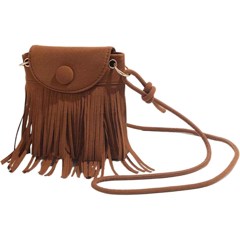 Bolsa Transversal Feminina MakeMeChic em Camurça Sintética com Franjas e Aba, Bolsa de Ombro para Celular