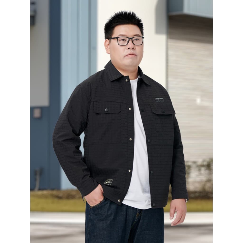 Fatty 150kg plus size jaqueta de lapela masculina primavera outono jaqueta fina gordurosa solta ferramentas de grandes d
