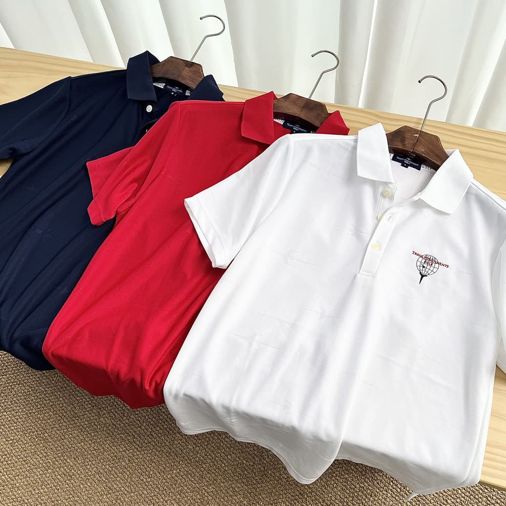 Comércio exterior exportado para o pedido do Japão!Camisa POLO masculina Casual de manga curta bordada em Jacquard de al