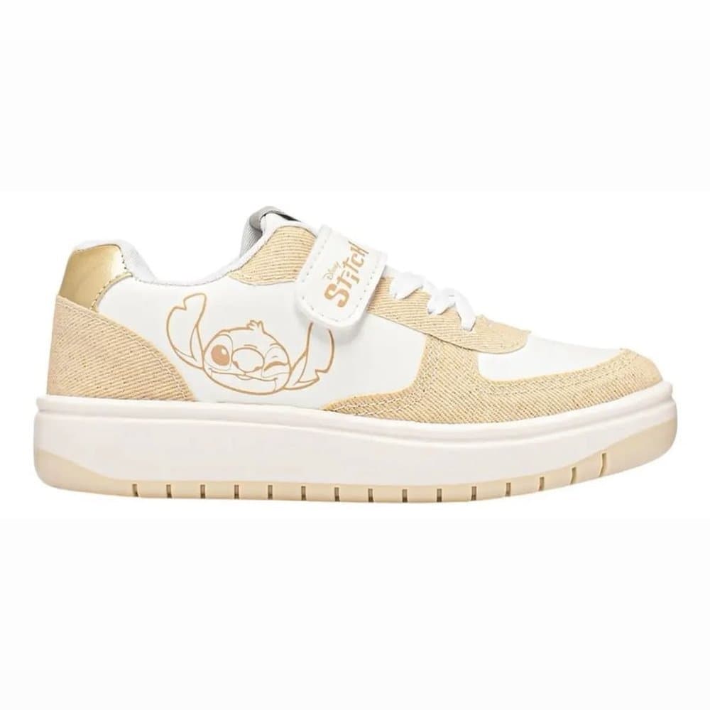 Tênis Infantil Menina Casual Stitch Disney original-Dourado com Glitter