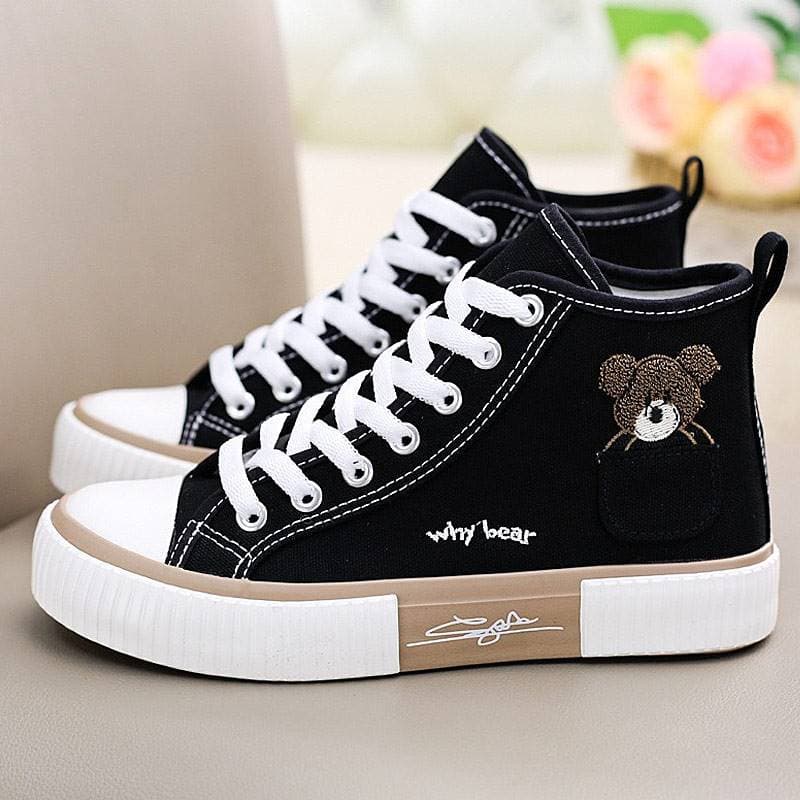 Bolso urso sapatos de lona feminino de alta qualidade 2023 outono novo estilo estudante moda All-Match tênis esportivos