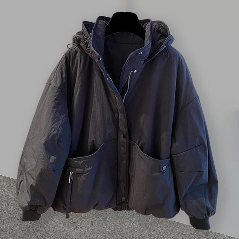 Inverno cor sólida zíper com capuz roupas de algodão jaqueta masculina engrossado na moda rufião bonito Workwear falso D
