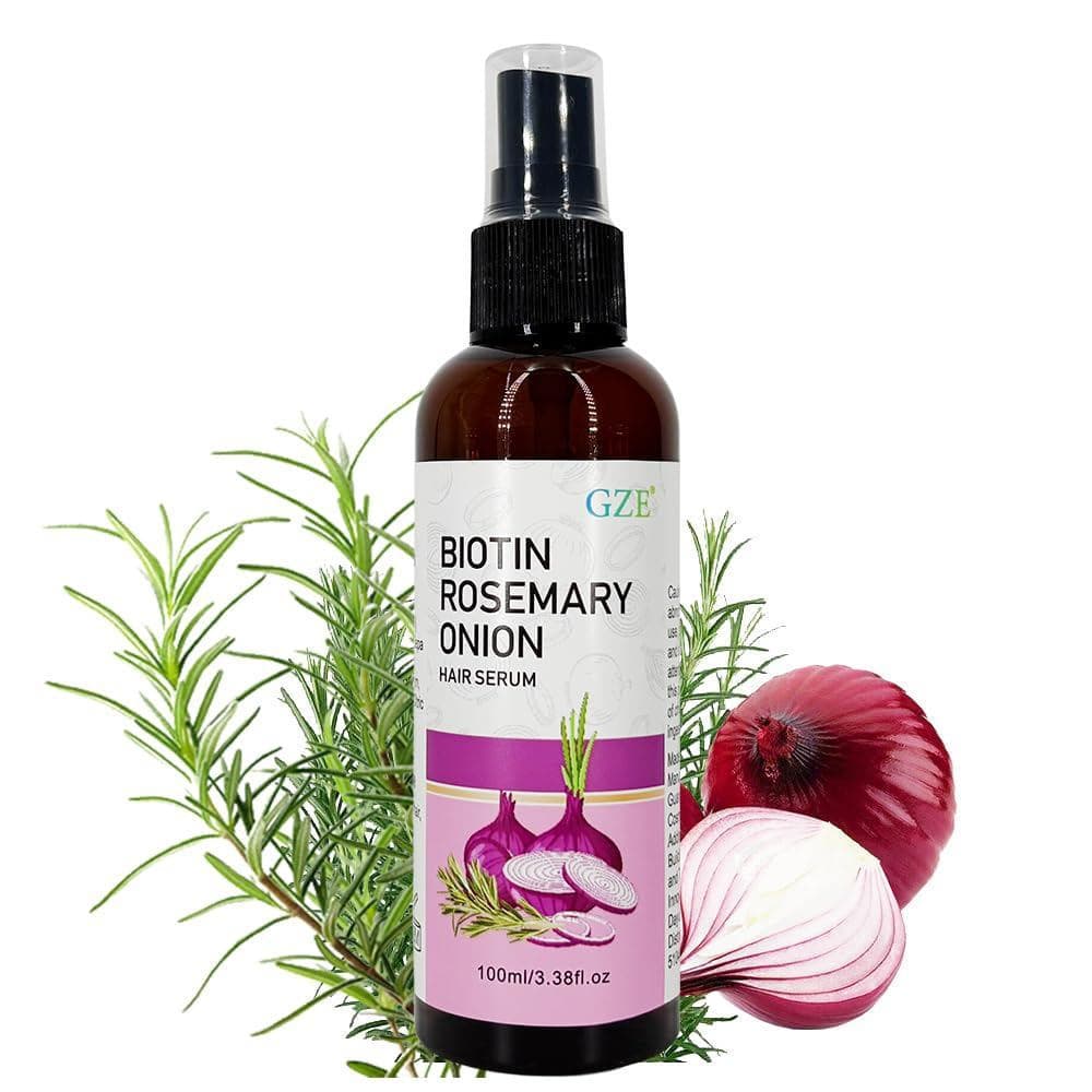 Spray de Sérum Capilar GZE com Biotina, Alecrim e Óleo de Cebola - Tratamento Nutritivo Sem Enxágue para Fortalecer, Eng