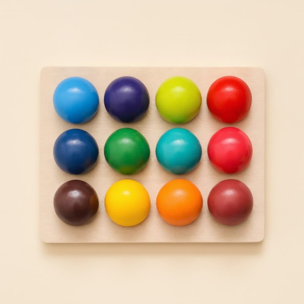 Jogo De Correspondência De Cores De Madeira Arco-Íris Cor Quebra-Cabeça Bola Coordenação Mão-Olho Placa Com Bolas Motor