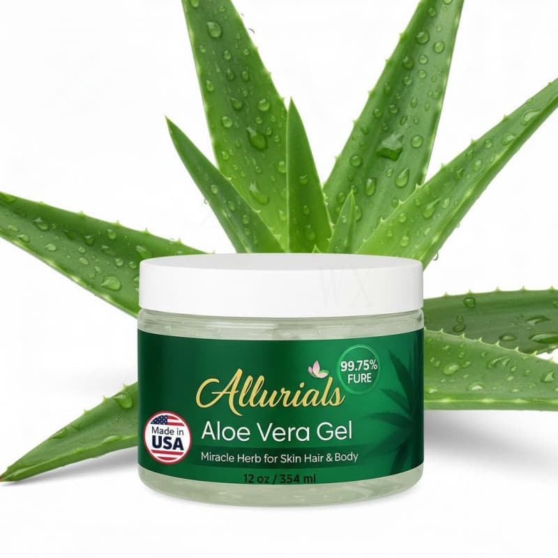 Allurials Gel de Aloe Vera 99,75% Puro e Orgânico - Fabricado nos EUA, Clinicamente Testado e Aprovado por Dermatologist