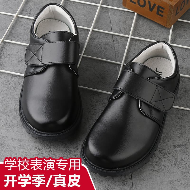 Meninos sapatos de couro preto couro genuíno sola macia sapatos infantis primavera outono estilo britânico sapatos único
