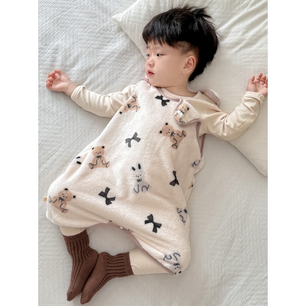 Bebê sem mangas saco de dormir crianças colete estilo flanela perna dividida Anti-chute colcha bebê Coral velo Pa