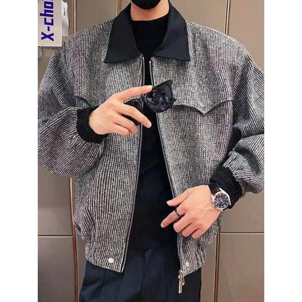 2024 outono inverno novo estilo High-End jaqueta de lã Casual bonito vestido superior masculino jaqueta de lã