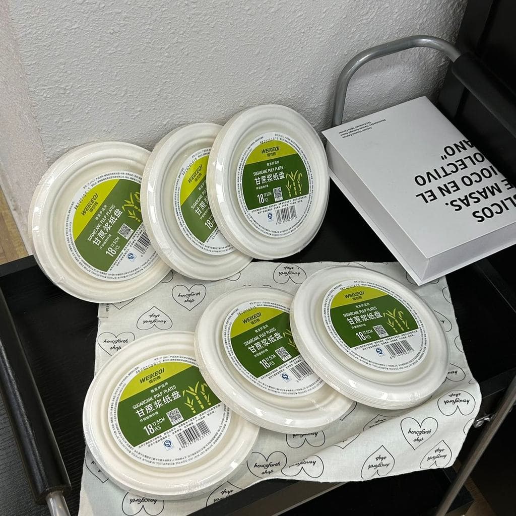 Pedido de comércio exterior polpa de cana-degradável placa de papel churrasco placa descartável ambientalmente amigo
