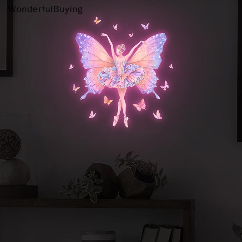Brilha No Escuro Toalete Stier Brilhante Fada & Borboleta Design Auto-Adesivo PVC Arte Da Parede Porta Removível Decoraç
