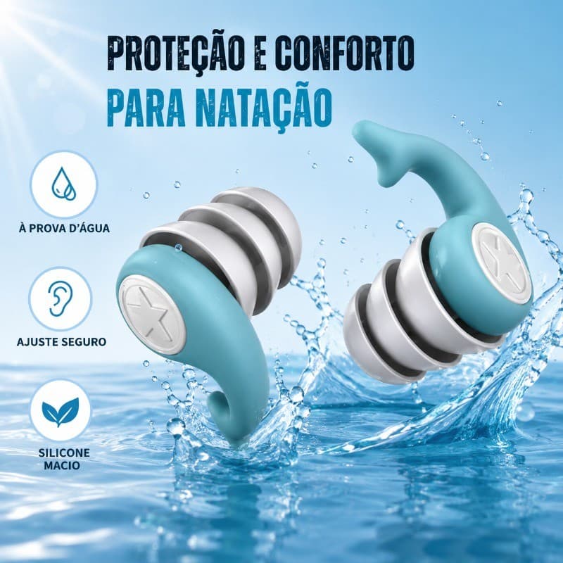 Kit 2 De Protetores Auriculares De Silicone, 3 Camadas, Redução De Ruído, Para Dormir, Estudar E Nadar, Impermeável