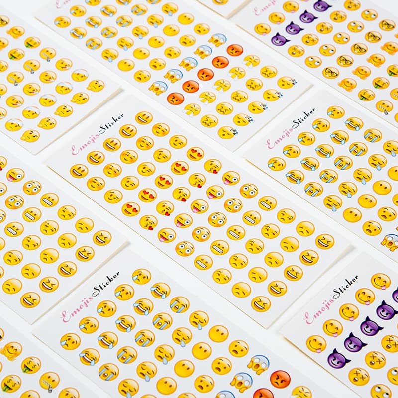 Emoji Emoji Adesivo Apple Versão Horizontal com Novo Emoticon Flip White Eyes com 660 Mini Emoticons 12 Peças