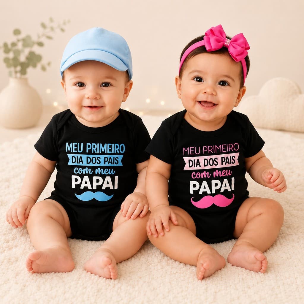 Body Bebê Infantil Menino Menina Temático Dia dos Pais Com Meu Papai Super Confortável Promoção Envio Rápido