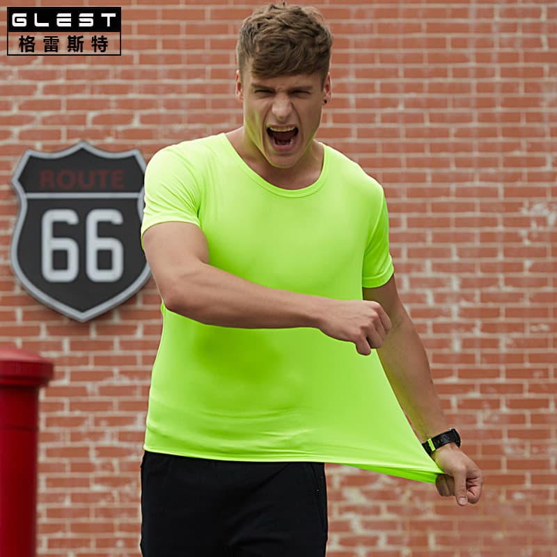 Roupas de Fitness masculinas de manga curta leve roupas de secagem rápida respirável de alta elasticidade solta esportes