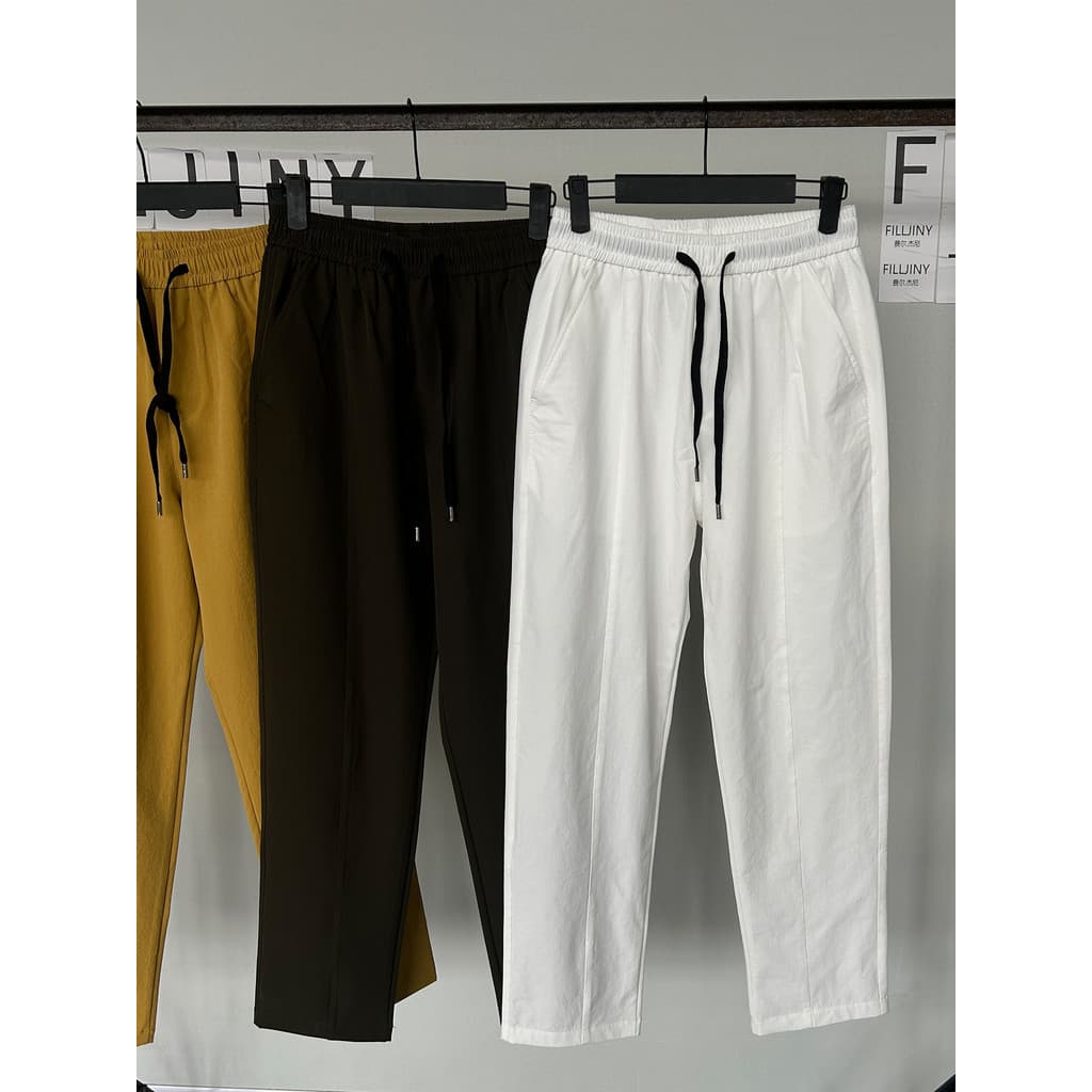 Fergeni calças casuais masculinas cintura elástica cordão calças retas All-Match calças elásticas primavera outono novo