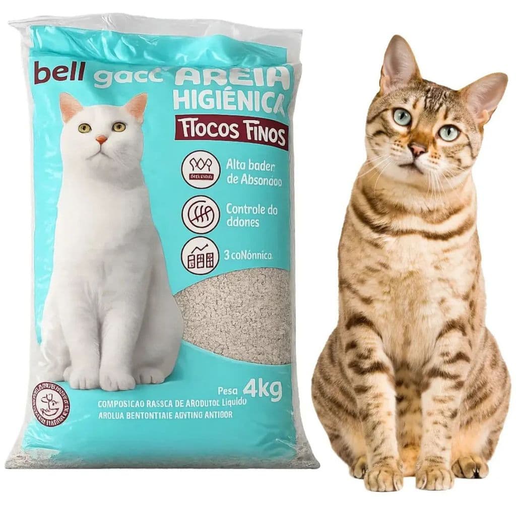 Areia Higiênica Sanitária Sanitário Gatos 4kg Grãos Gramatura Fina Finos Absorção Odor Bellgato