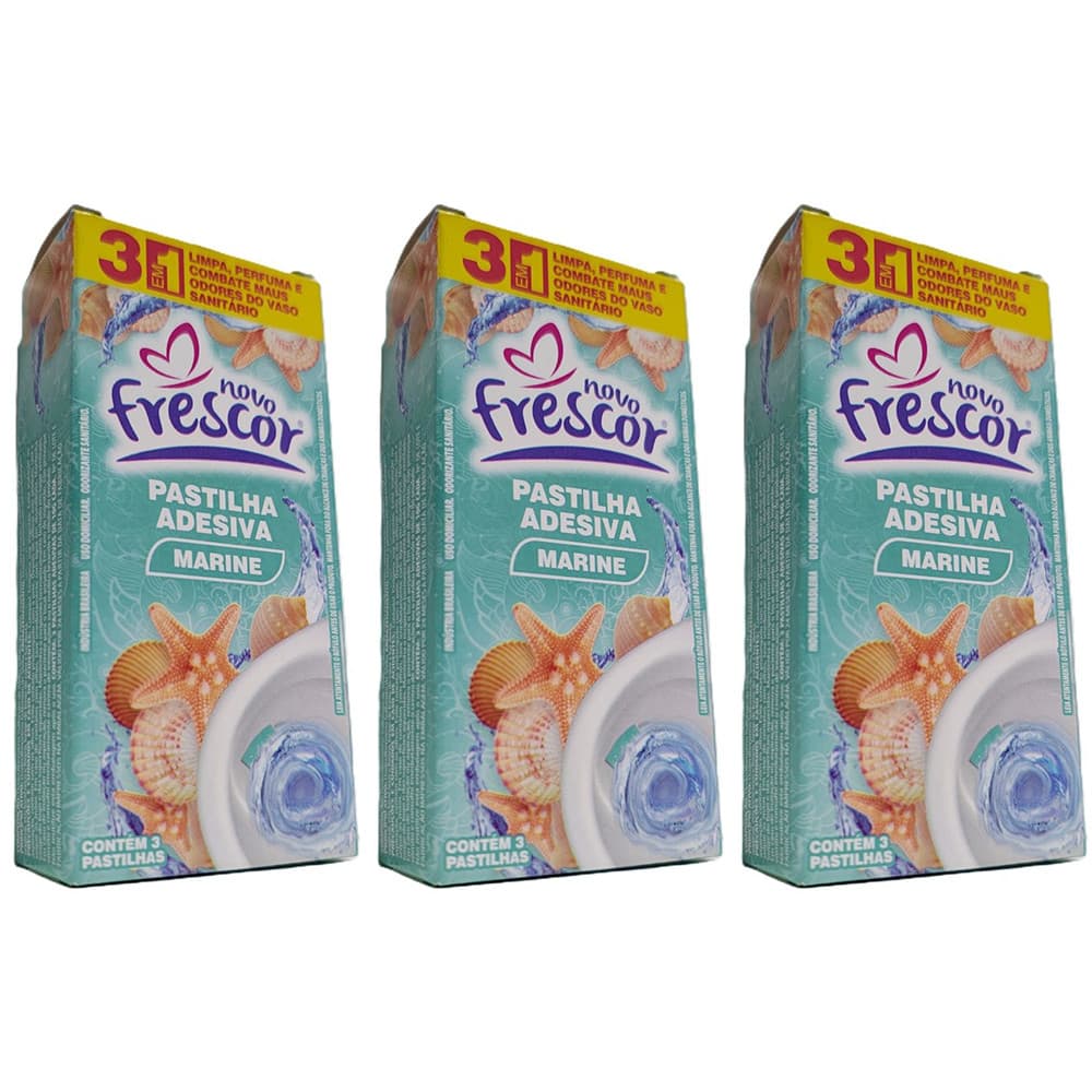 Kit 9 Pastilha Adesiva Vaso Sanitário Marine  Novo Frescor