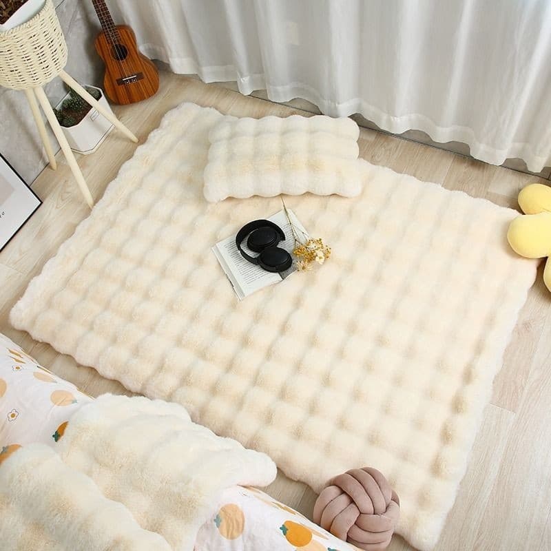 Bolha creme estilo Anti-coelho tapete de pelúcia engrossado tapete de cabeceira do quarto sala de estar Bay janela tapet