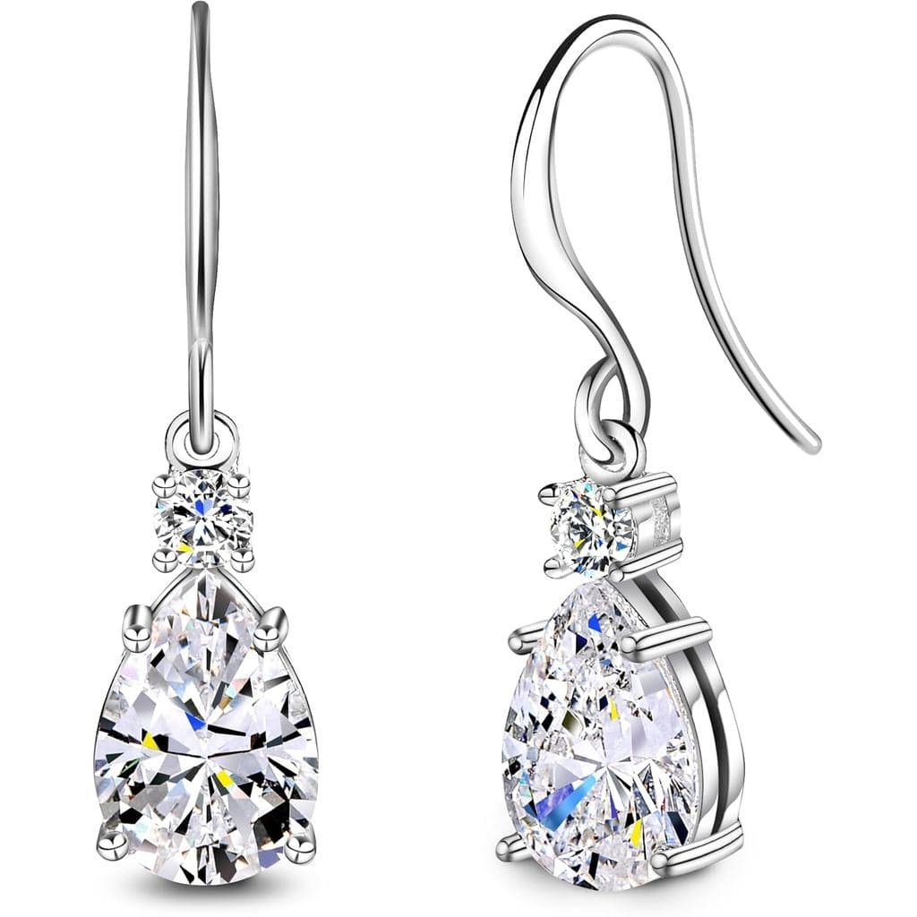 Brincos de Moissanite de 2.0ct, Brincos Pendentes em Forma de Gota de Prata Esterlina 925 para Mulheres, Hipoalergênicos