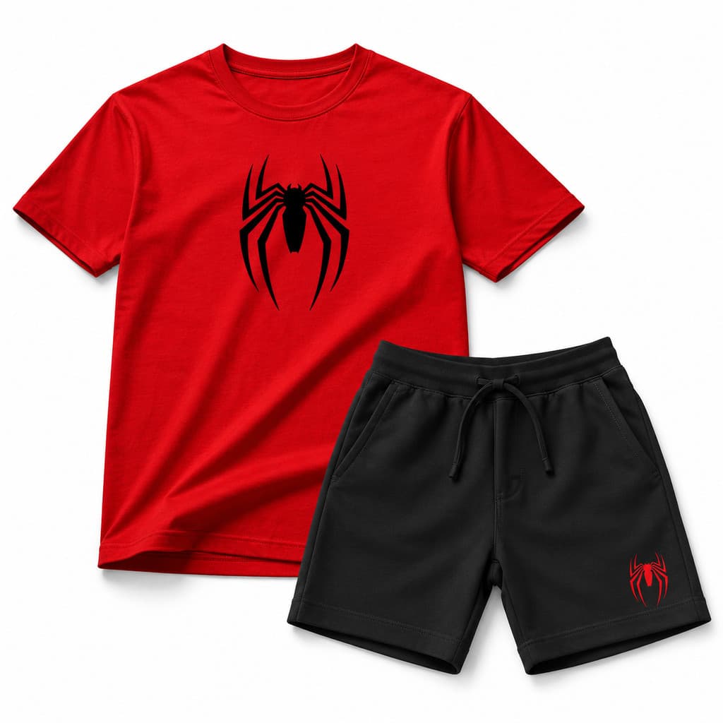 Kit Conjunto Camiseta 100% Algodão Fio 30.1 Premium + Short Moletinho DTF Herói Aranha