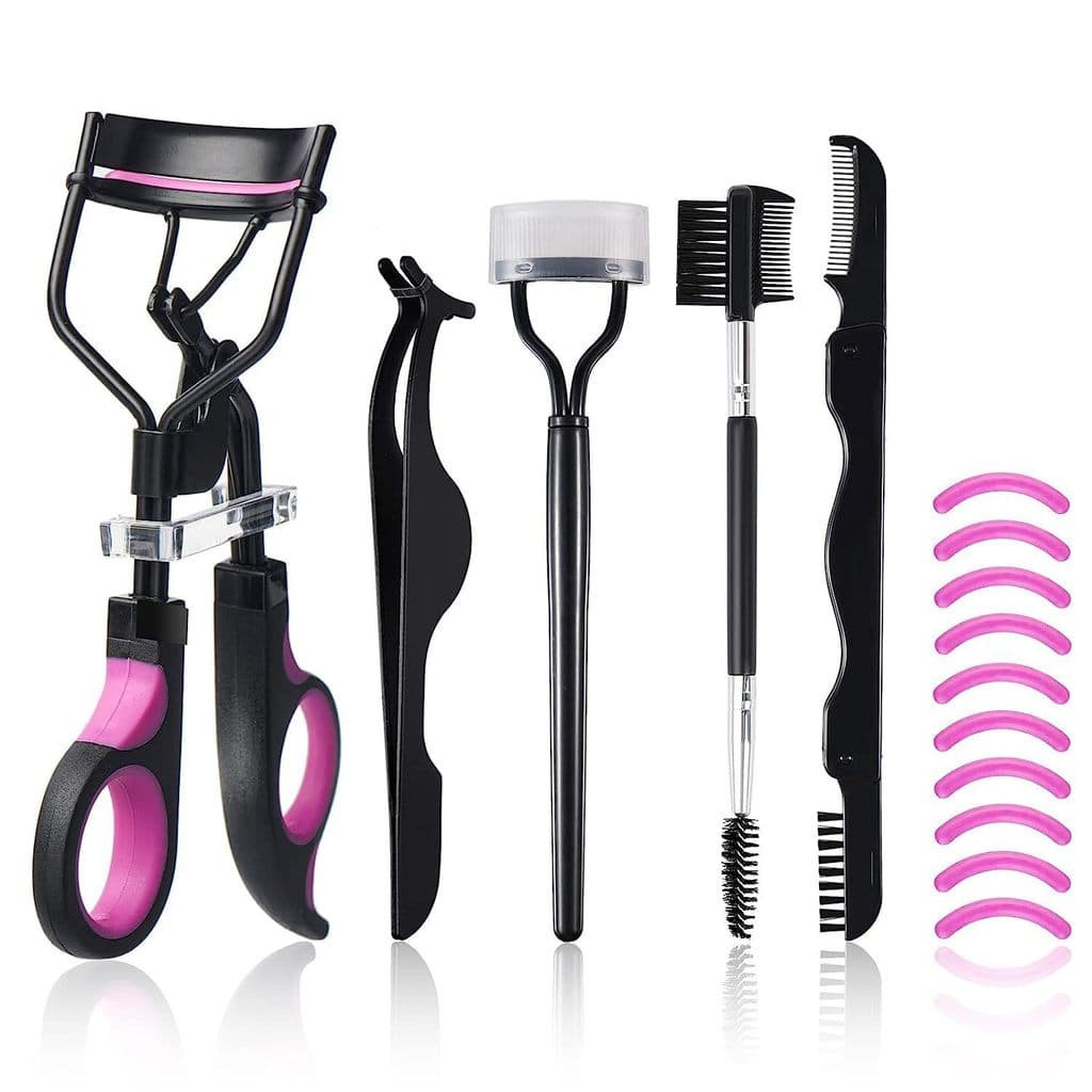Kit 15 Peças para Maquiagem | Modelador de Cílios + Tesoura para Sobrancelhas | Portátil e Completo | Presente Perfeito