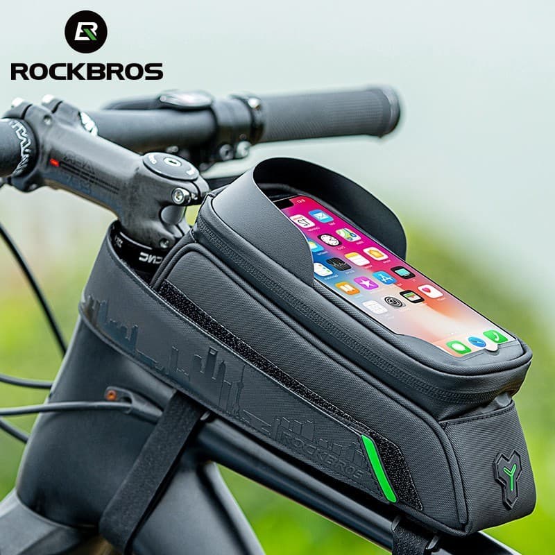 ROCKBROS Selim De Bicicleta Bolsa Tubo Frontal MTB Telefone Acessórios De Ciclismo À Prova D'água De 5.8/6 Polegadas