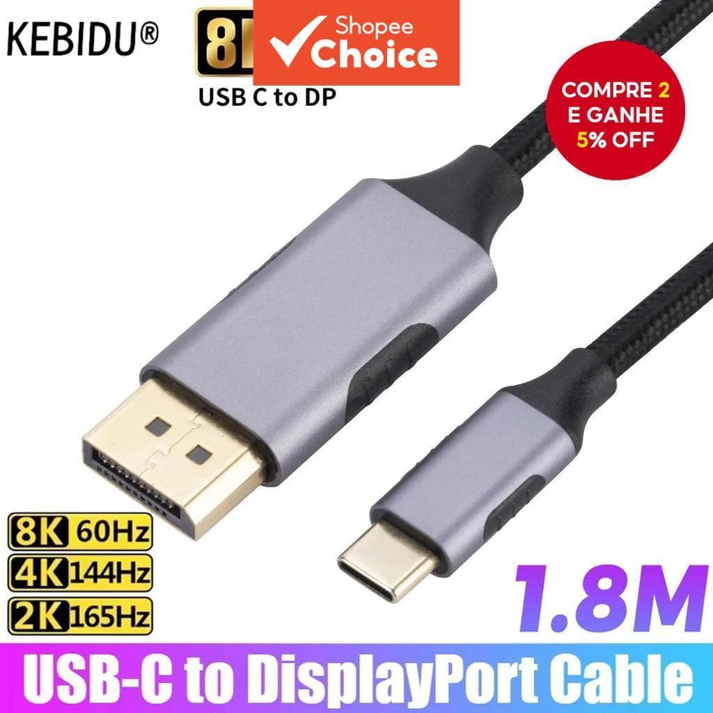 Cabo Tipo C Para DP 8K 60Hz HDR Dinâmico USB DisplayPort Thunderbolt 3 4 4K MacBook Pro Samsung S21 Huawei Dell