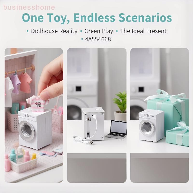 < busines > 1 Conjunto 112 Simulação De Casa De Bonecas Mini Máquina De Lavar Recarregável Modelo Aparelho De Jogo Reali