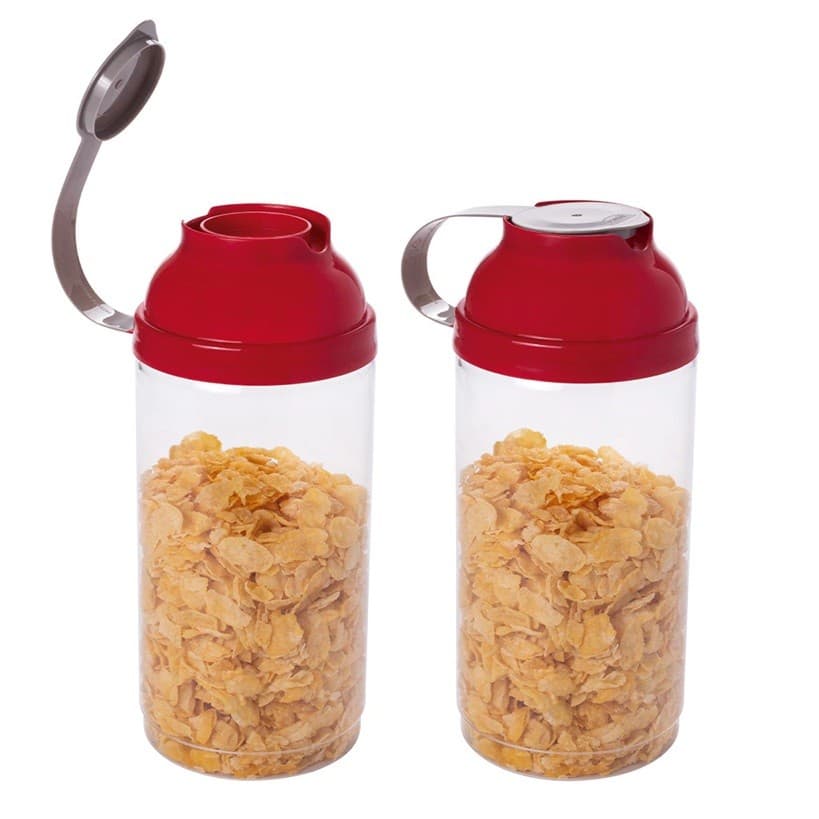 kit 2 Pote Organizador 1,6L Tampa Dosadora Grãos Mantimentos