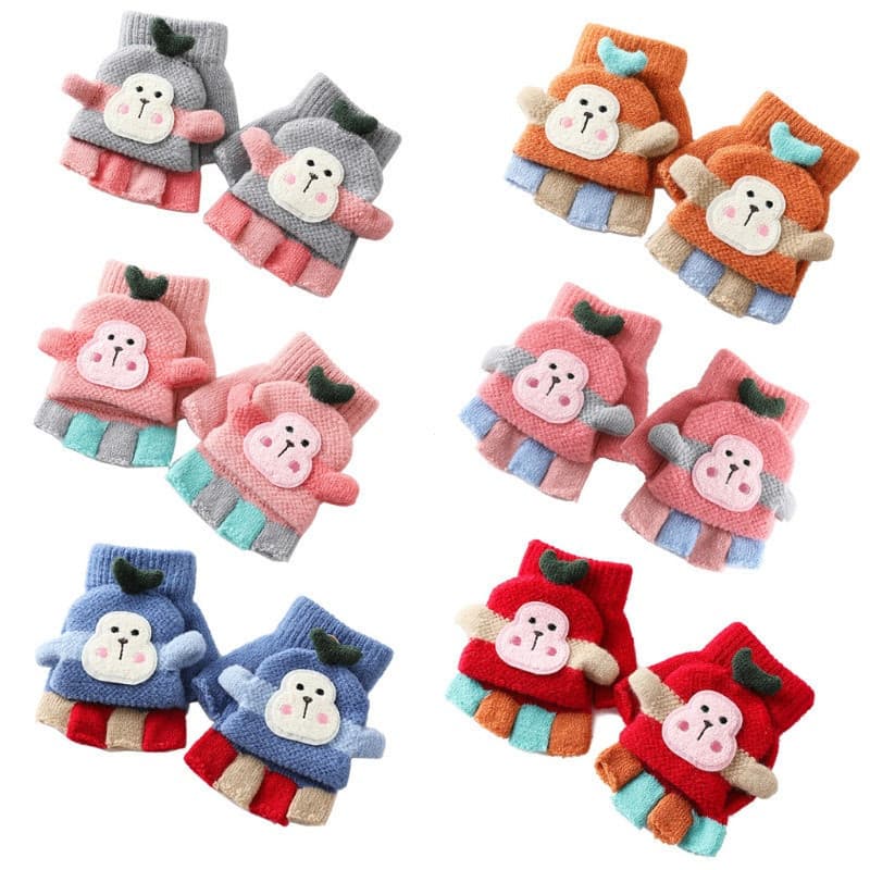 hi Luvas Elásticas De Malha Quente Com Meio Dedo Para Crianças Inverno Golves Passeios Ao Ar Livre