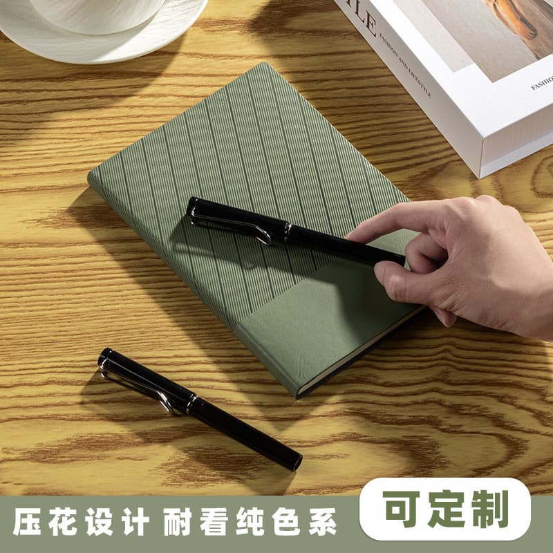 [Estoque pronto] A5 Notebook logotipo sarja couro macio bloco de notas de negócios lembrança de alto valor bloco de nota