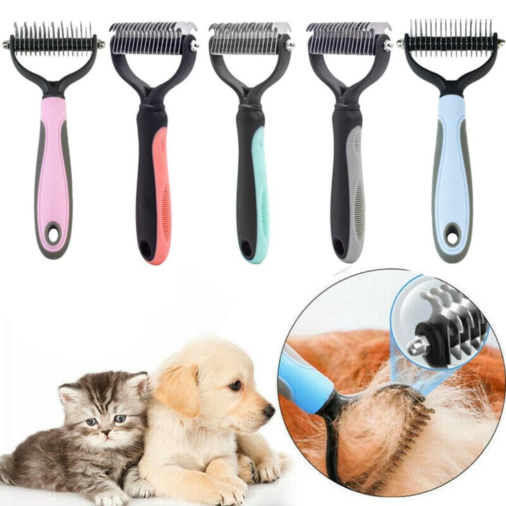 Rake Desembolador Removedor de Pelo para Cachorro Gato Duplo 17 Dentes Rasqueadeira Escova