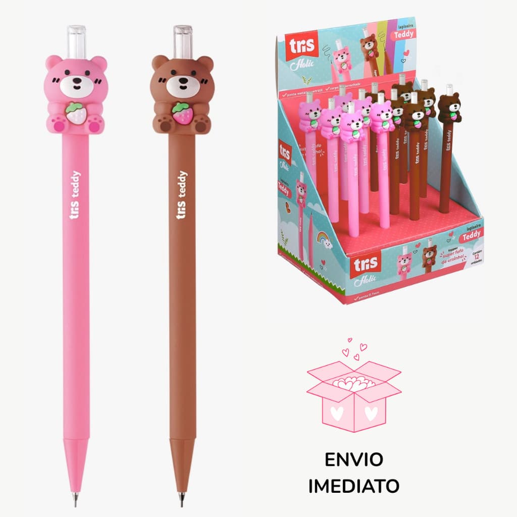 Lapiseira Fofa Teddy Holic Tris 0.7mm - Papelaria Fofa Criativa