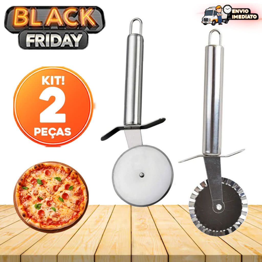 Kit 2 Carretilhas Cortadores em Aço Inox - Para Cortar Massas, Pastéis e Pizzas