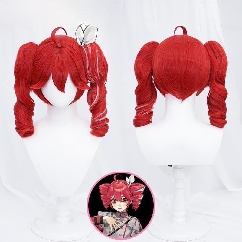 Peruca de cosplay de hipnótico com forte acentuação, conjunto de macacão vermelho com forte acentuação, peruca de cospla