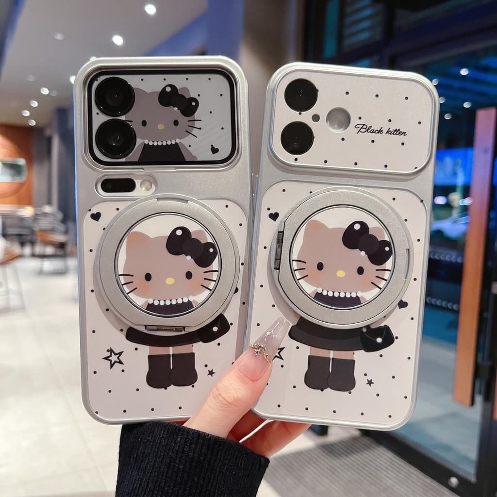Mudança imediata para 17pro adequada para Apple 16 capa de telefone janela grande 15 bolinhas gato 14 sensação de alta q